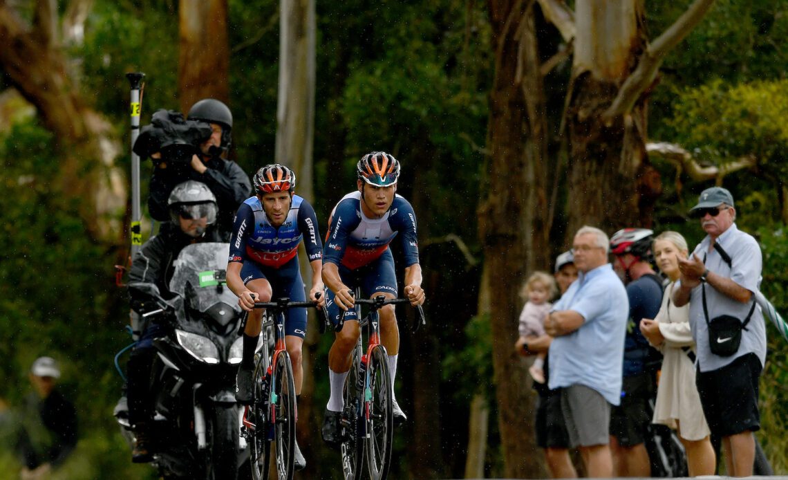 Luke Plapp takes third elite men's Australian road race title in a row