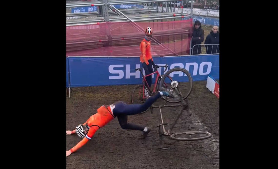 Riders tried jumping the barriers in practice at the ‘cross worlds and it did not go well