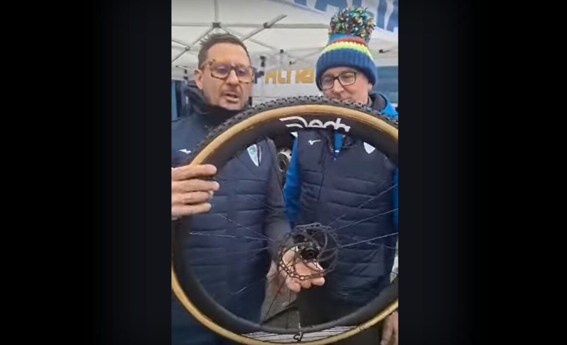 Stefano Viezzi's wheel at the junior cyclocross worlds