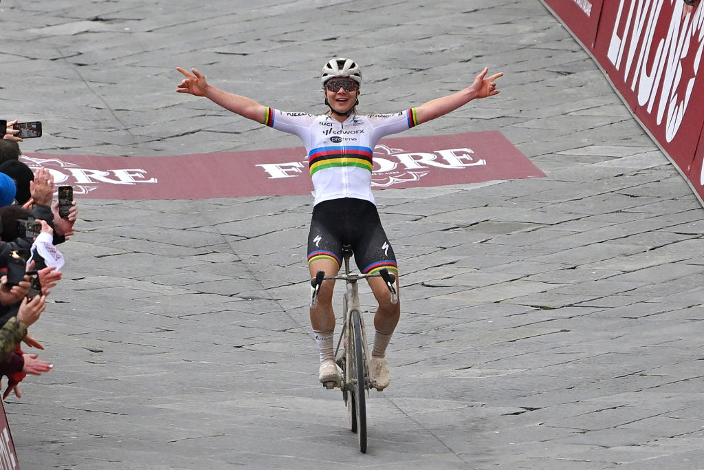 Lotte Kopecky claims Strade Bianche win after final kilometre attack