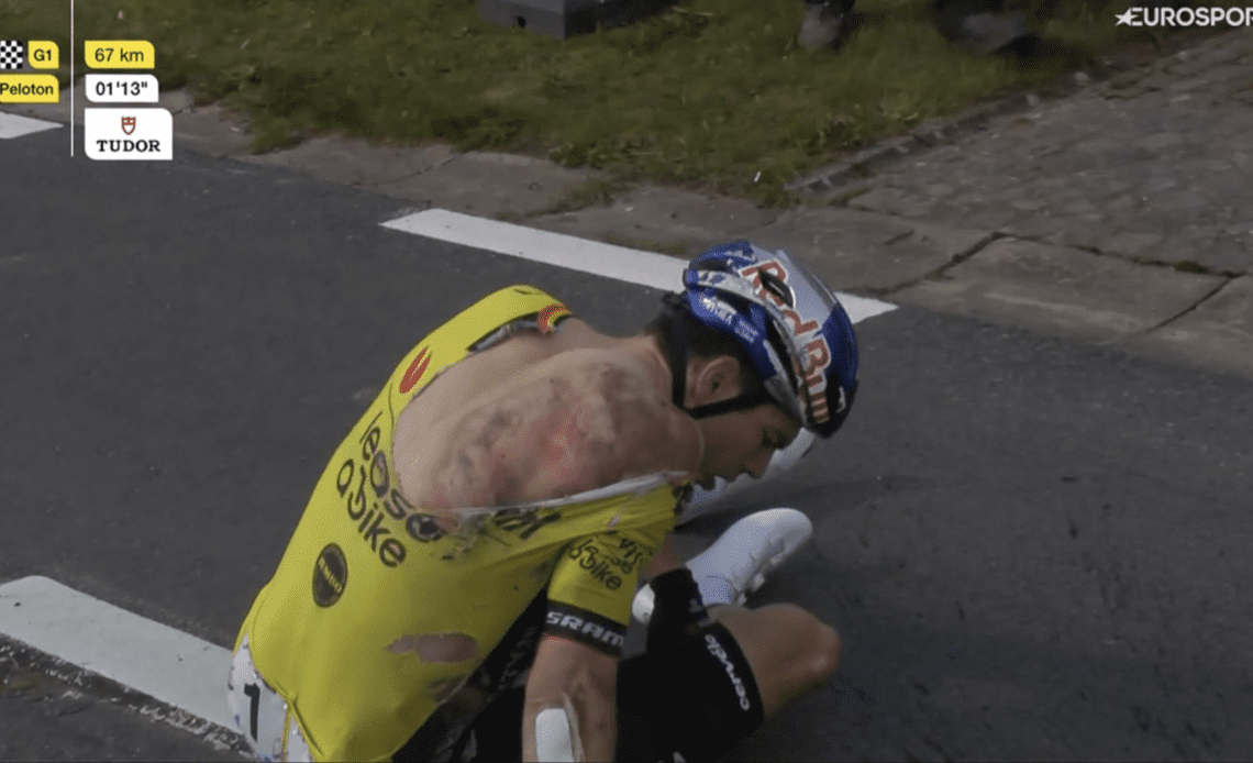 Wout van Aert abandons Dwars door Vlaanderen after high-speed crash