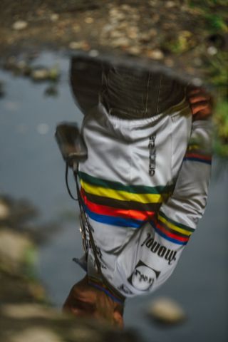 The peloton at Paris-Roubaix Femmes 2024