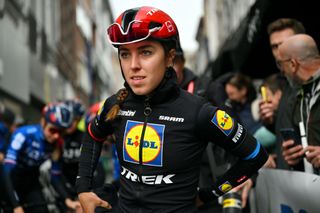HUY BELGIUM APRIL 17 Shirin van Anrooij of The Netherlands and Team Lidl Trek prior to the 27th La Fleche Wallonne Feminine 2024 a 146km one day race from Huy to Huy UCIWWT on April 17 2024 in Huy Belgium Photo by Luc ClaessenGetty Images