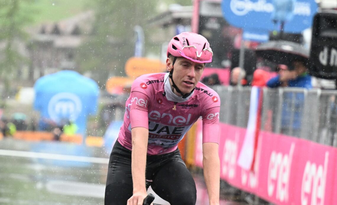 Tadej Pogačar gifted Stage 16 runner-up with pink jersey and sunglasses