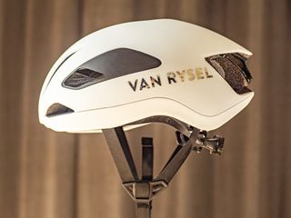 The Van Rysel FCR helmet on a plain background