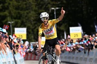 Tour de Suisse stage 5 winner and race leader Adam Yates