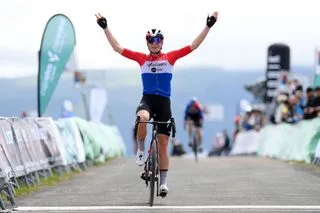 ALTO DE ROSALES SPAIN MAY 17 Demi Vollering of The Netherlands and Team SD Worx Protime celebrates at finish line as stage winner during the the 9th Vuelta a Burgos Feminas 2024 Stage 2 a 123km stage from Briviesca to Alto de Rosales 790m on UCIWWT May 17 2024 in Alto de Rosales Spain Photo by Alex BroadwayGetty Images