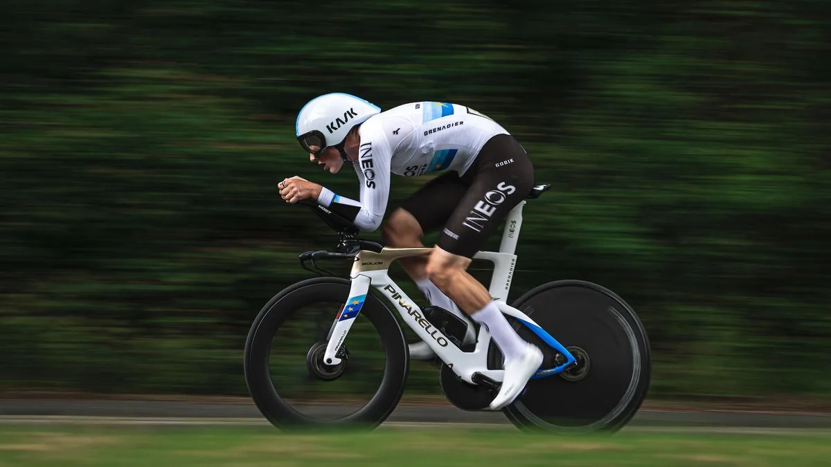 Picture by Alex Whitehead/SWpix.com - 19/06/2024 - British Cycling - 2024 Lloyds Bank National Road Championships - Individual Time Trial: Elite Men - Catterick, North Yorkshire, England - Josh Tarling of Ineos Grenadiers.