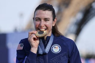 Kristen Faulkner with her gold medal