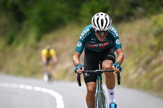 MAESTU PARQUE NATURAL DE IZKI SPAIN SEPTEMBER 05 Stage winner Urko Berrade of Spain and Team Equipo Kern Pharma to win La Vuelta 79th Tour of Spain 2024 Stage 18 a 1798km stage from VitoriaGasteiz to Maestu Parque Natural de Izki UCIWT on September 05 2024 in Maestu Parque Natural de Izki Spain Photo by Tim de WaeleGetty Images