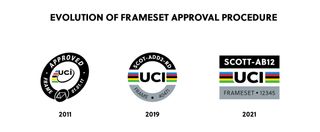 UCI's frameset approval stickers