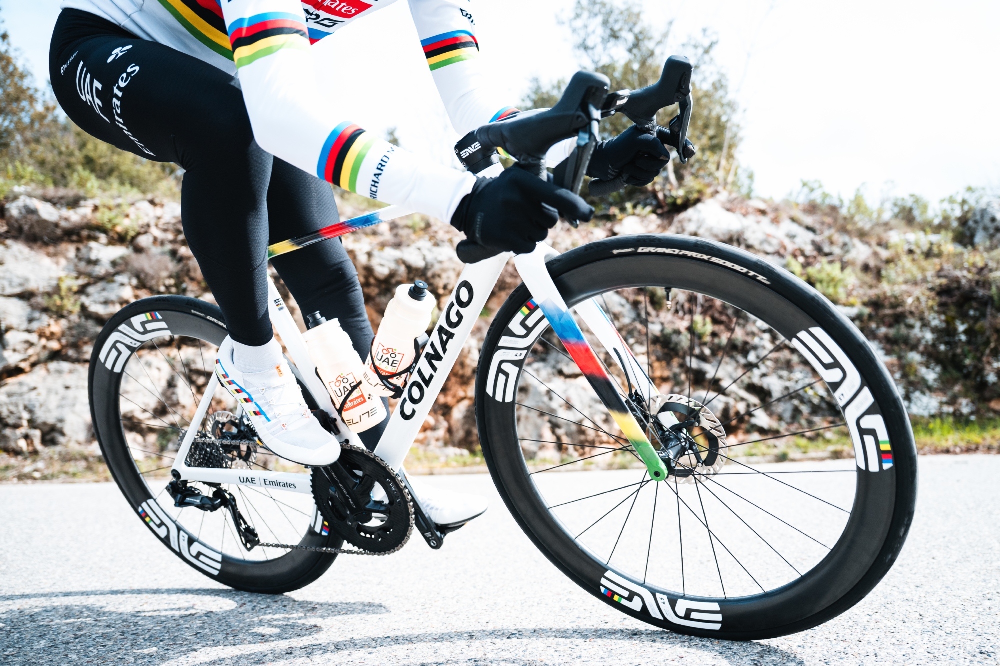 Tadej Pogacar aboard a Colnago V5Rs