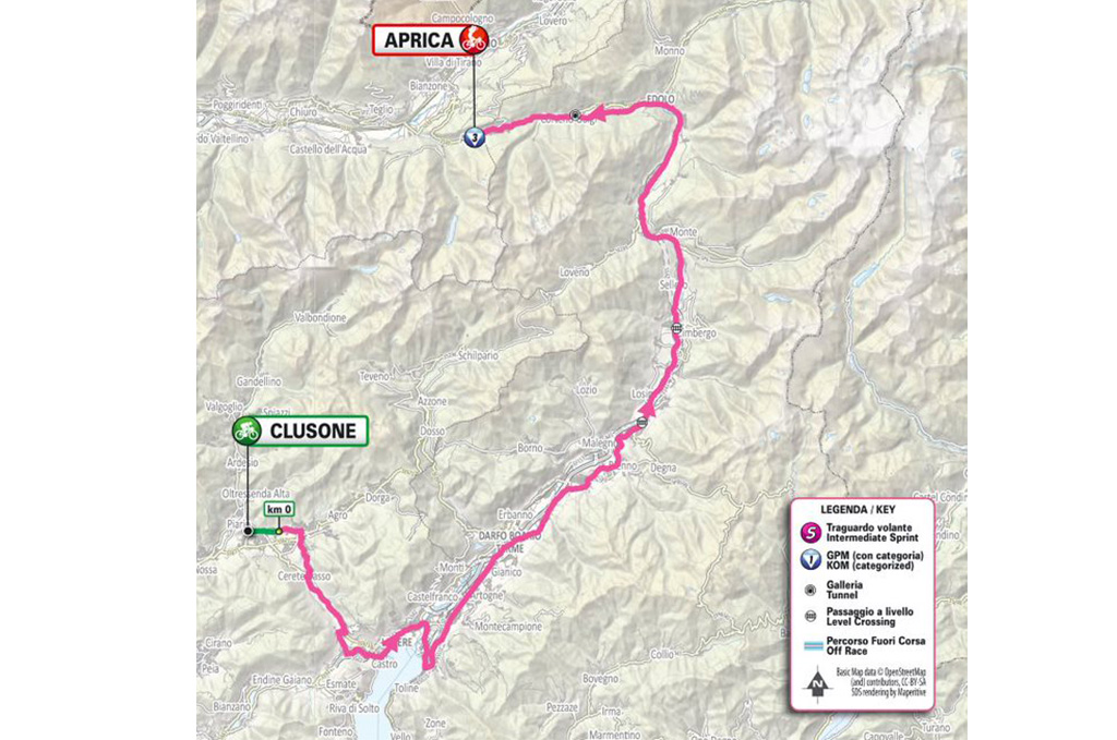 Stage 2 map for 2025 Giro d'Italia Women