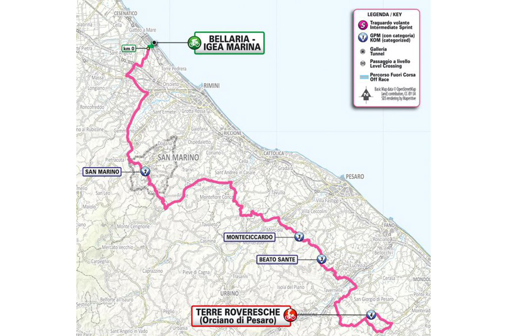 Stage 6 map for 2025 Giro d'Italia Women