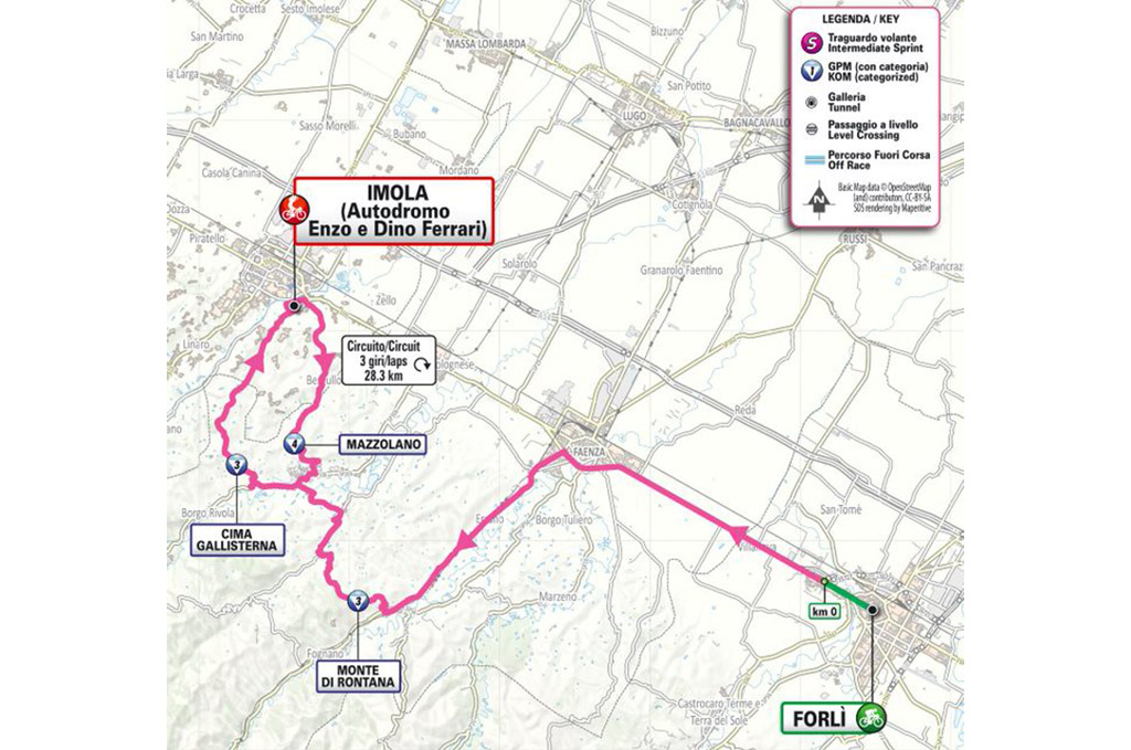 Stage 8 map for 2025 Giro d'Italia Women