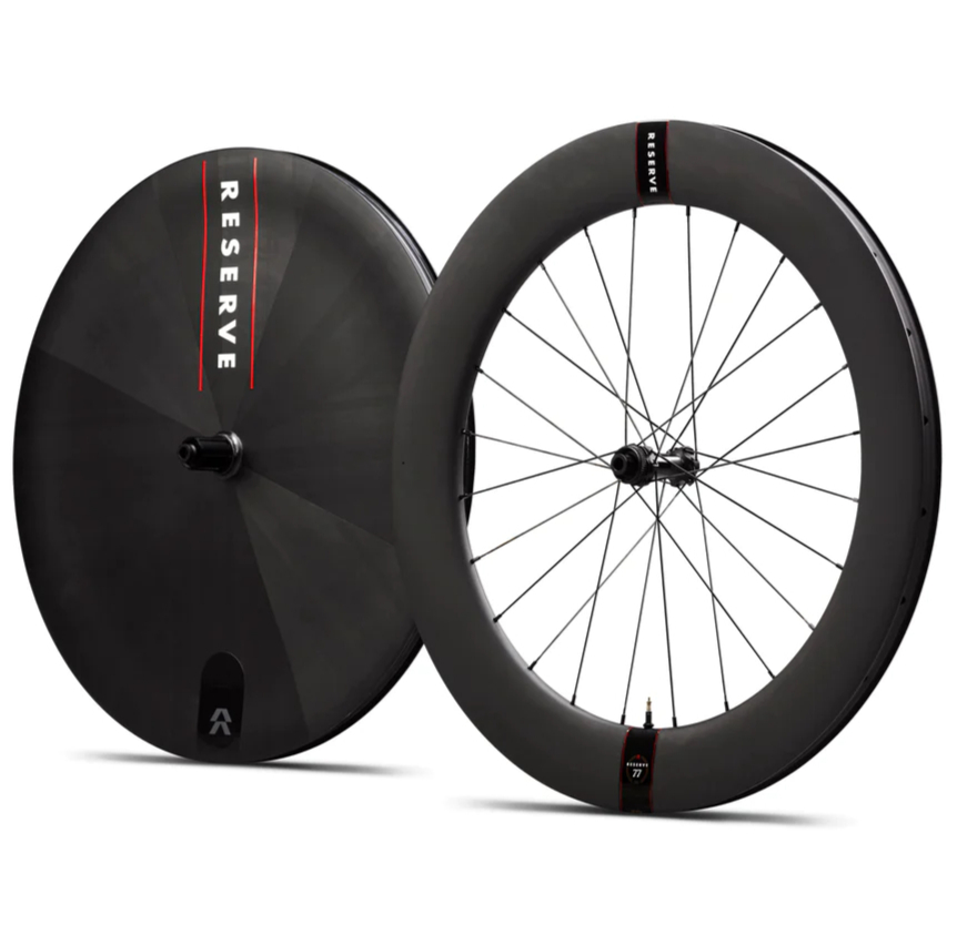 A pair of Reserve wheels sit on a white background