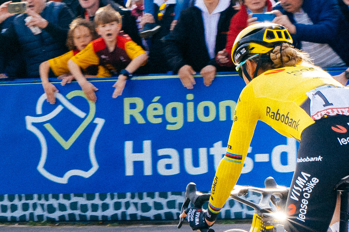 Pro cyclists at the end of Paris-Roubaix