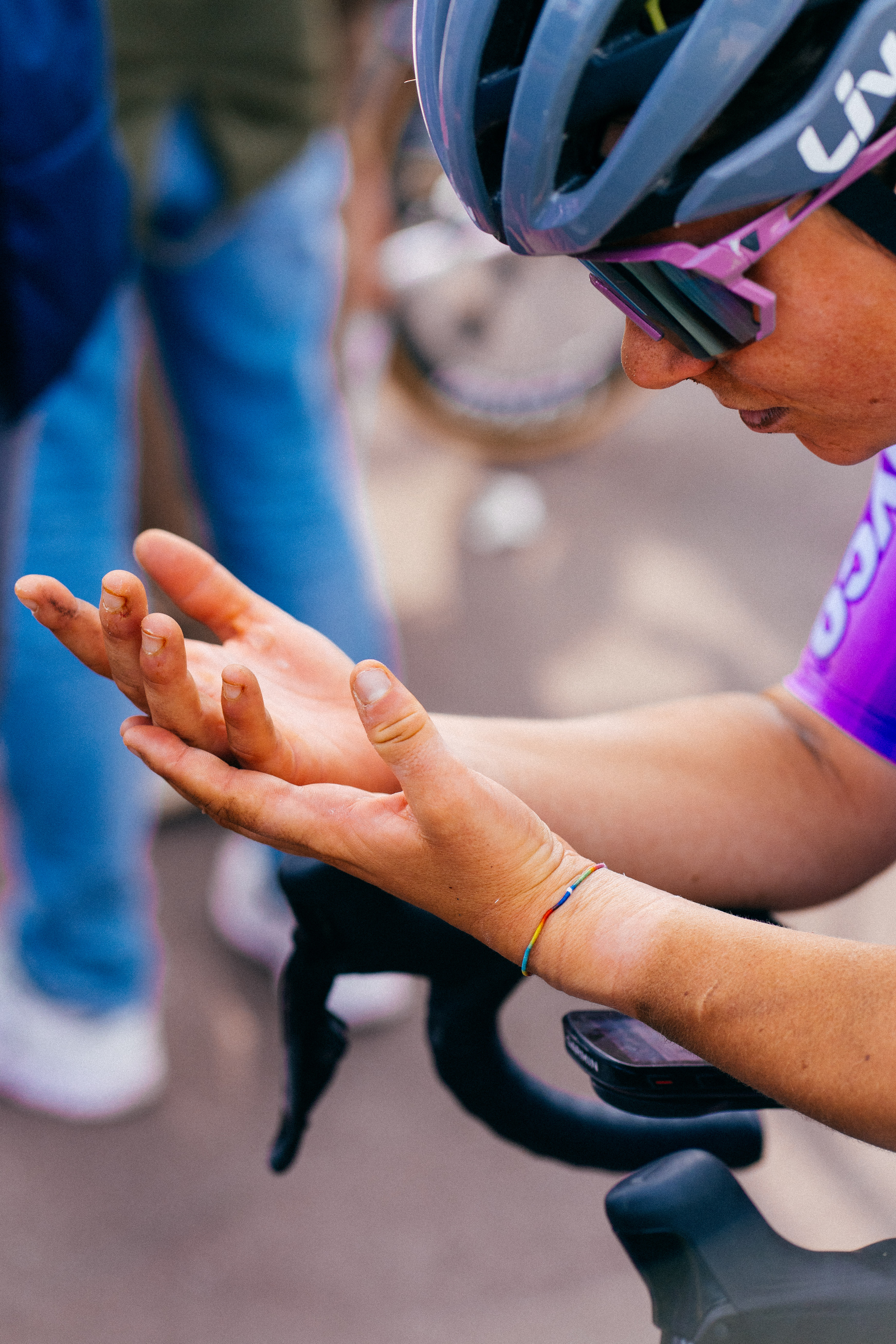 Pro cyclists at the end of Paris-Roubaix
