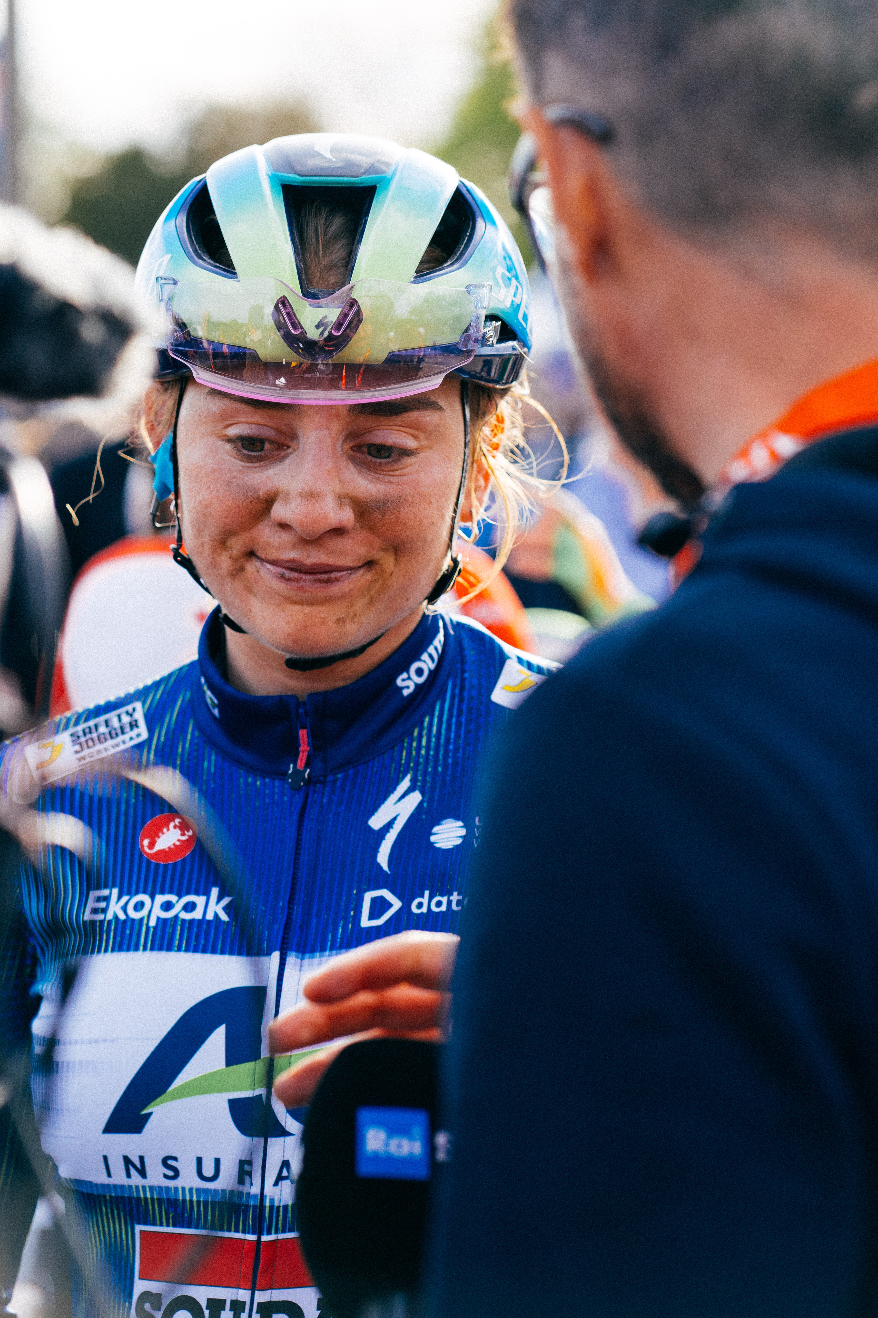 Pro cyclists at the end of Paris-Roubaix