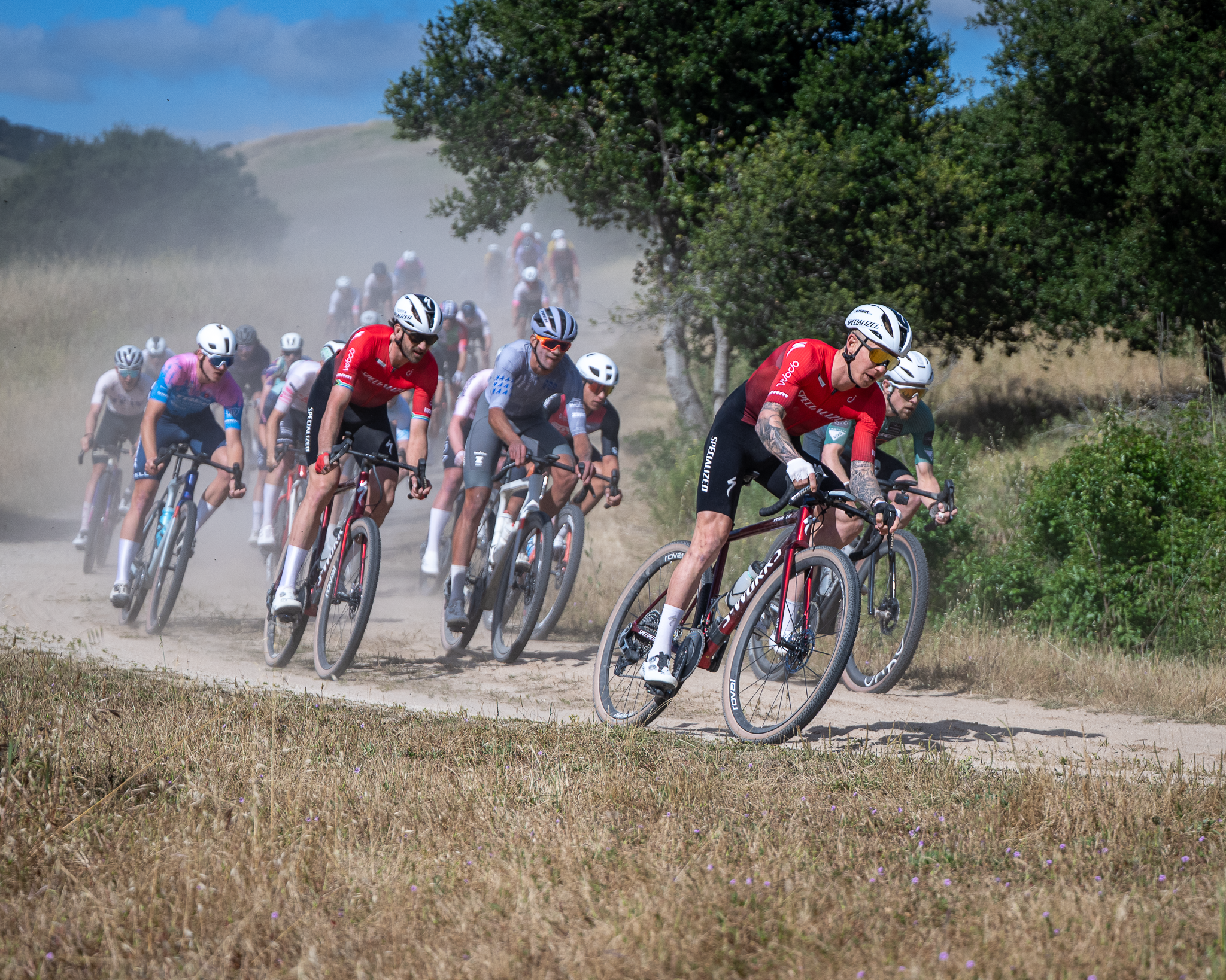 The men's elite race underway earlier this season at Sea Otter Classic Gravel, the opening round of the Life Time Grand Prix