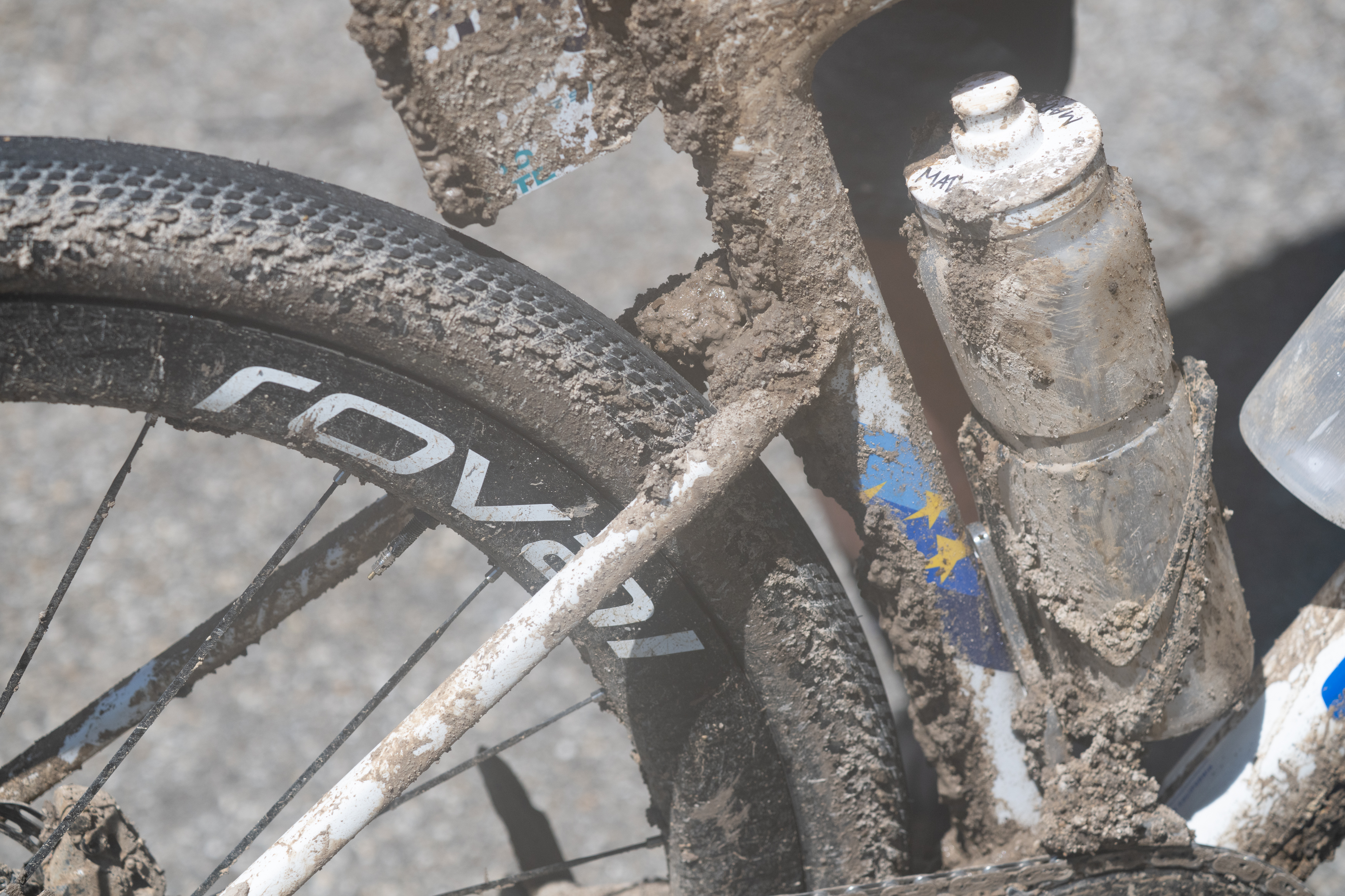 Photos of the bikes from the finish line of Unbound Gravel 2026