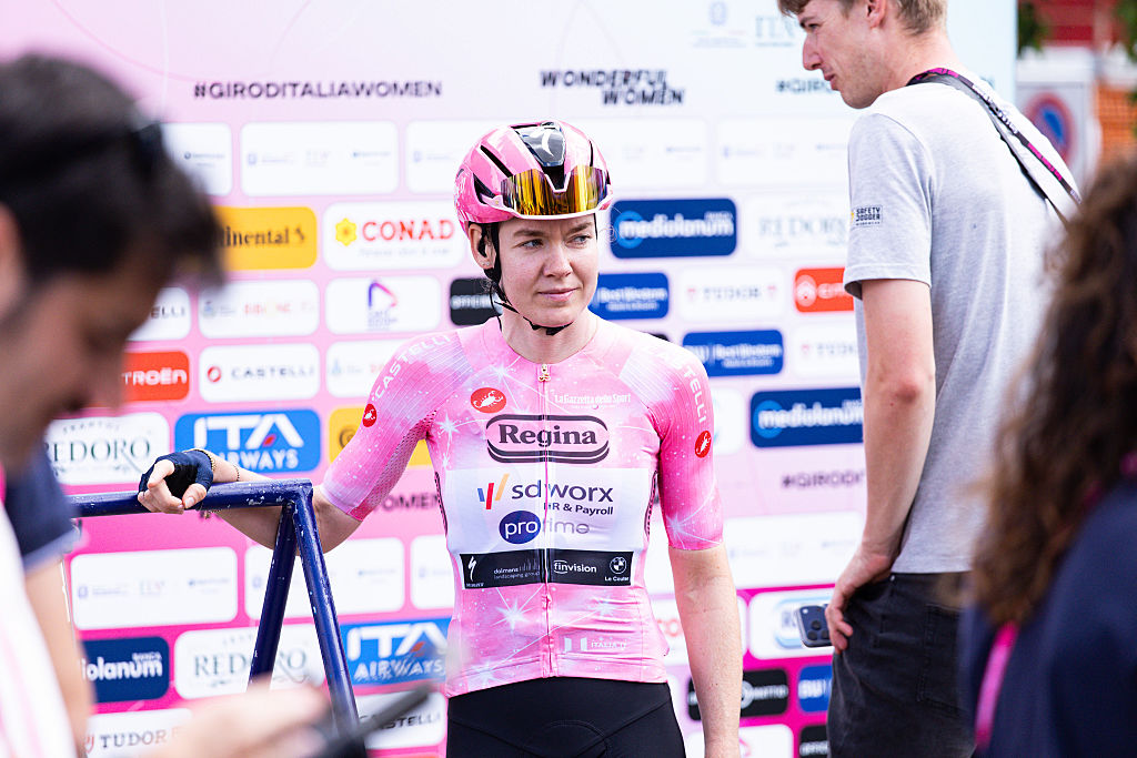 Anna Van Der Breggen of TEAM SD WORX - PROTIME wears the Pink Jersey during Stage 7 of the 37th Giro d'Italia Women, a 159km stage from Sorbolo Mezzani to Salice Terme, in Italy, on June 5, 2026. (Photo by Tommaso Berardi/NurPhoto)